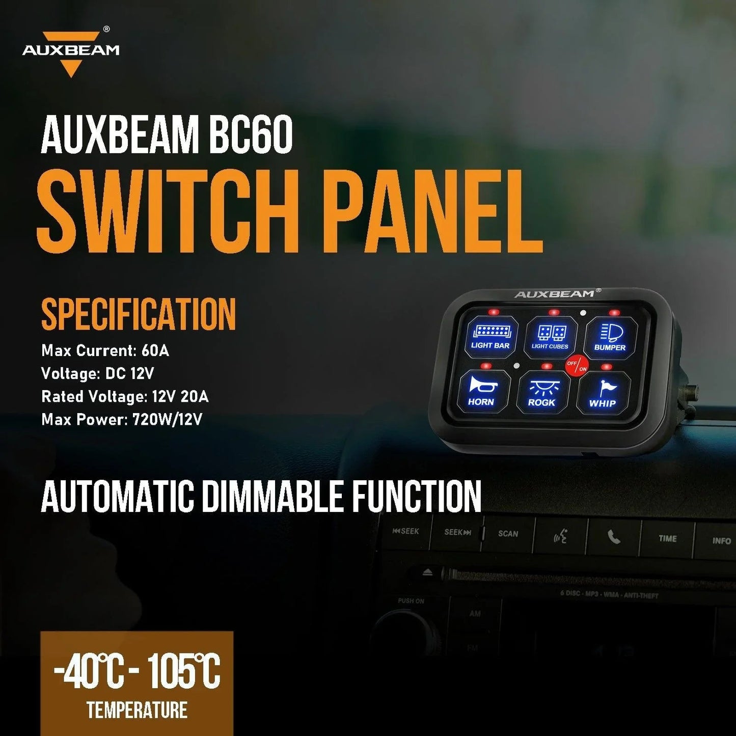 AUXBEAM 6 Gang Switch Panel