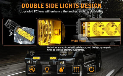 R5 Series | 5 Inch 68W Amber Square Side Shooter Spot Beam LED Pod Lights LED Light Bar
