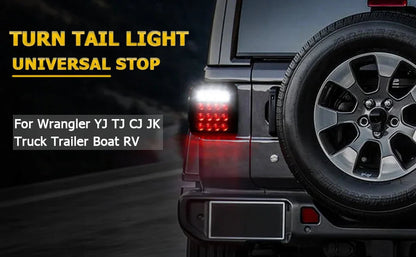 (2pcs/set) Universal Tail Lights 16LEDs for Jeep Wrangler YJ TJ CJ Truck Trailer Boat (Smoked)