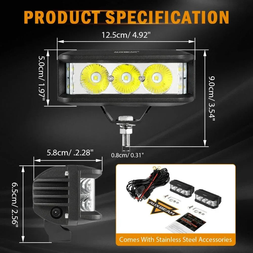 R5 Series | 5 Inch 68W Amber Square Side Shooter Spot Beam LED Pod Lights LED Light Bar